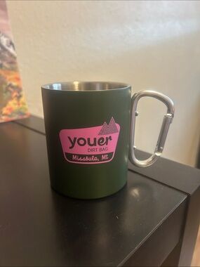Youer Olive Green Camping Mug with Carabiner Handle
